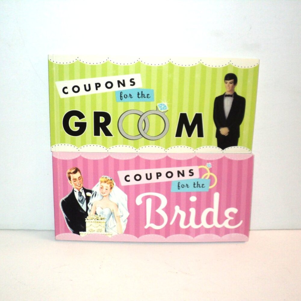 Set of 2 Booklets Coupons for the Groom & Bride 22 Treats Wedding USA Made NEW
